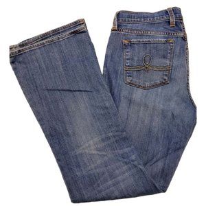 Lucky Brand Jeans Womens 8/29 Sofia Boot Cut Stretch Mid Rise Blue Embroidered
